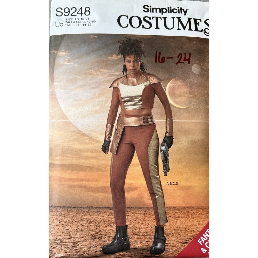 Simplicity S9248 Sci-Fi Costume Pattern Sz 16–24 Space Cowboy Mercenary Cosplay